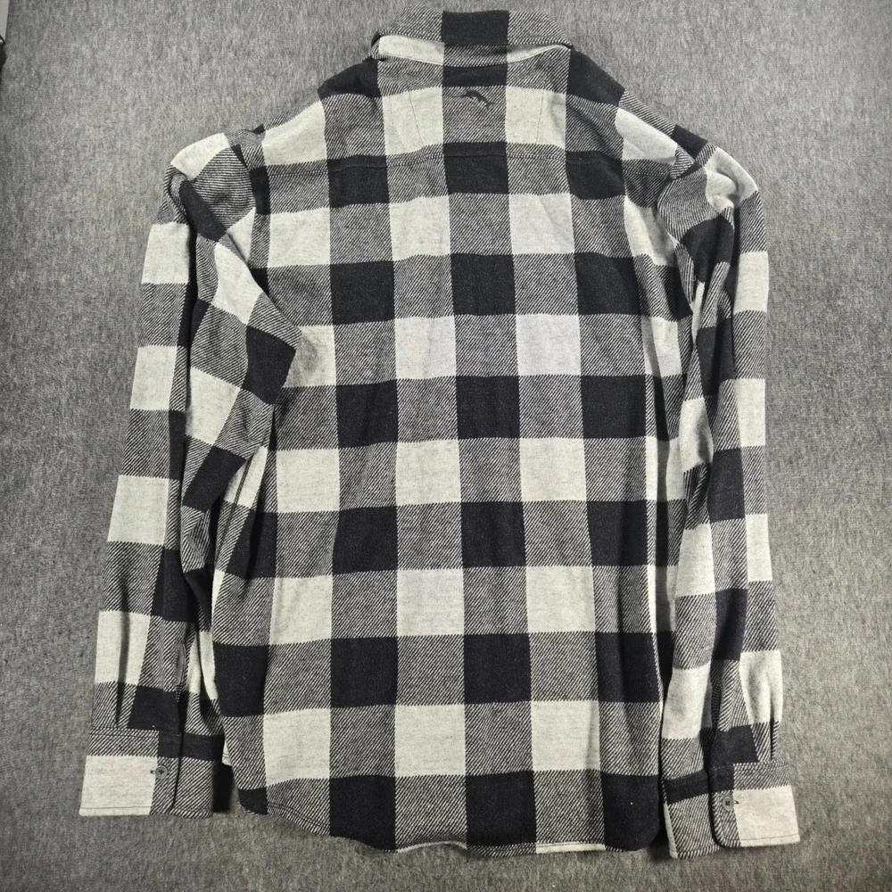 Tommy Bahama Buffalo Check Flannel Shirt Men XL Gray Black Buffalo Plaid Stretch - Picture 8 of 9